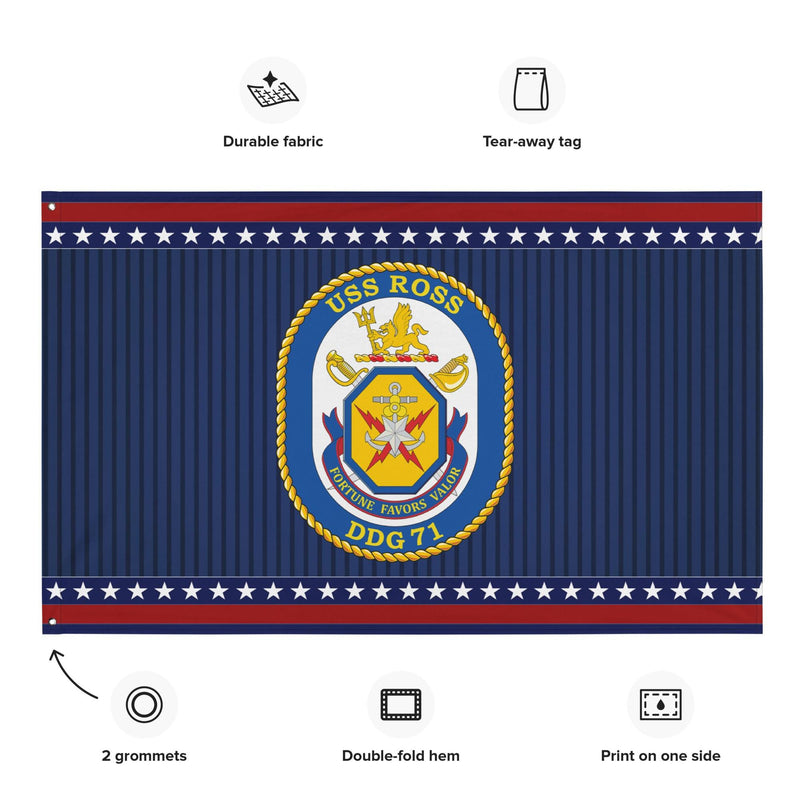 Patriotic USS Ross (DDG-71) Ship's Crest Wall Flag
