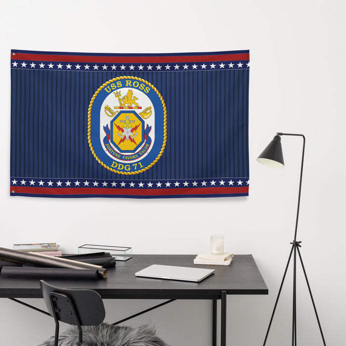 Patriotic USS Ross (DDG-71) Ship's Crest Wall Flag Tactically Acquired   