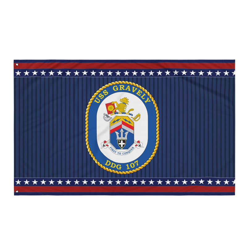 Patriotic USS Gravely (DDG-107) Ship's Crest Wall Flag