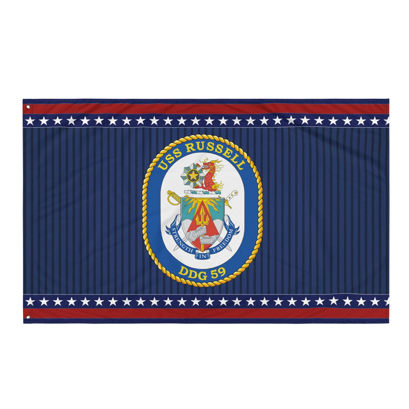 Patriotic USS Russell (DDG-59) Ship's Crest Wall Flag