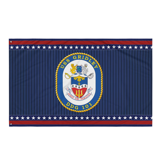 Patriotic USS Gridley (DDG-101) Ship's Crest Wall Flag Tactically Acquired Default Title  