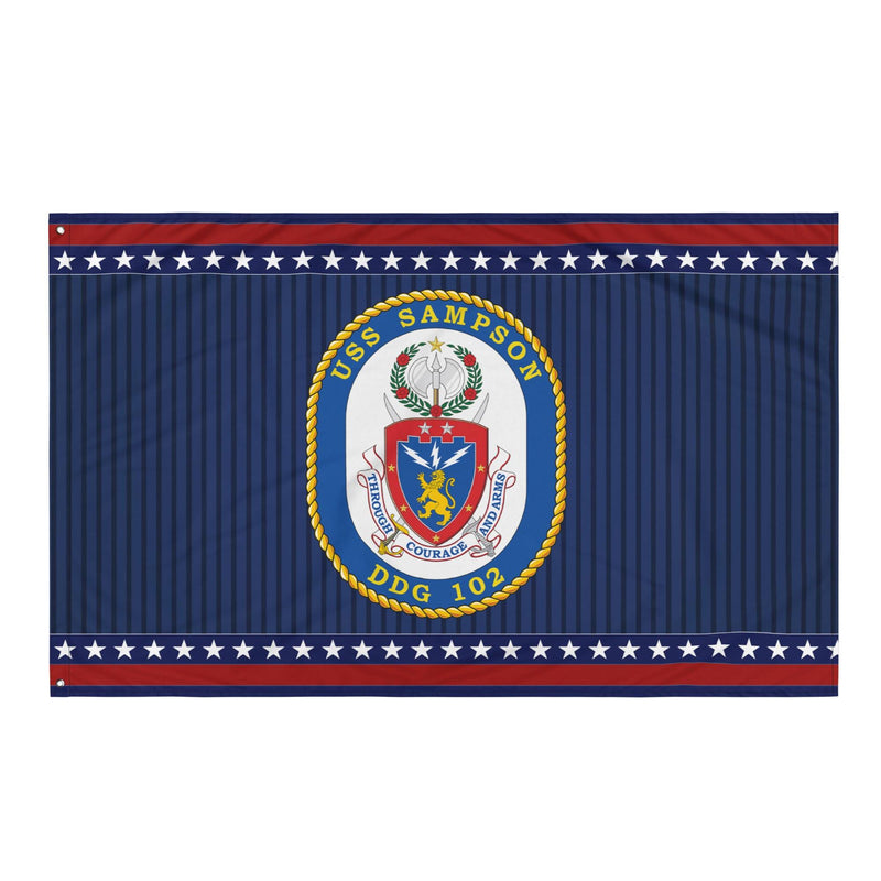 Patriotic USS Sampson (DDG-102) Ship's Crest Wall Flag