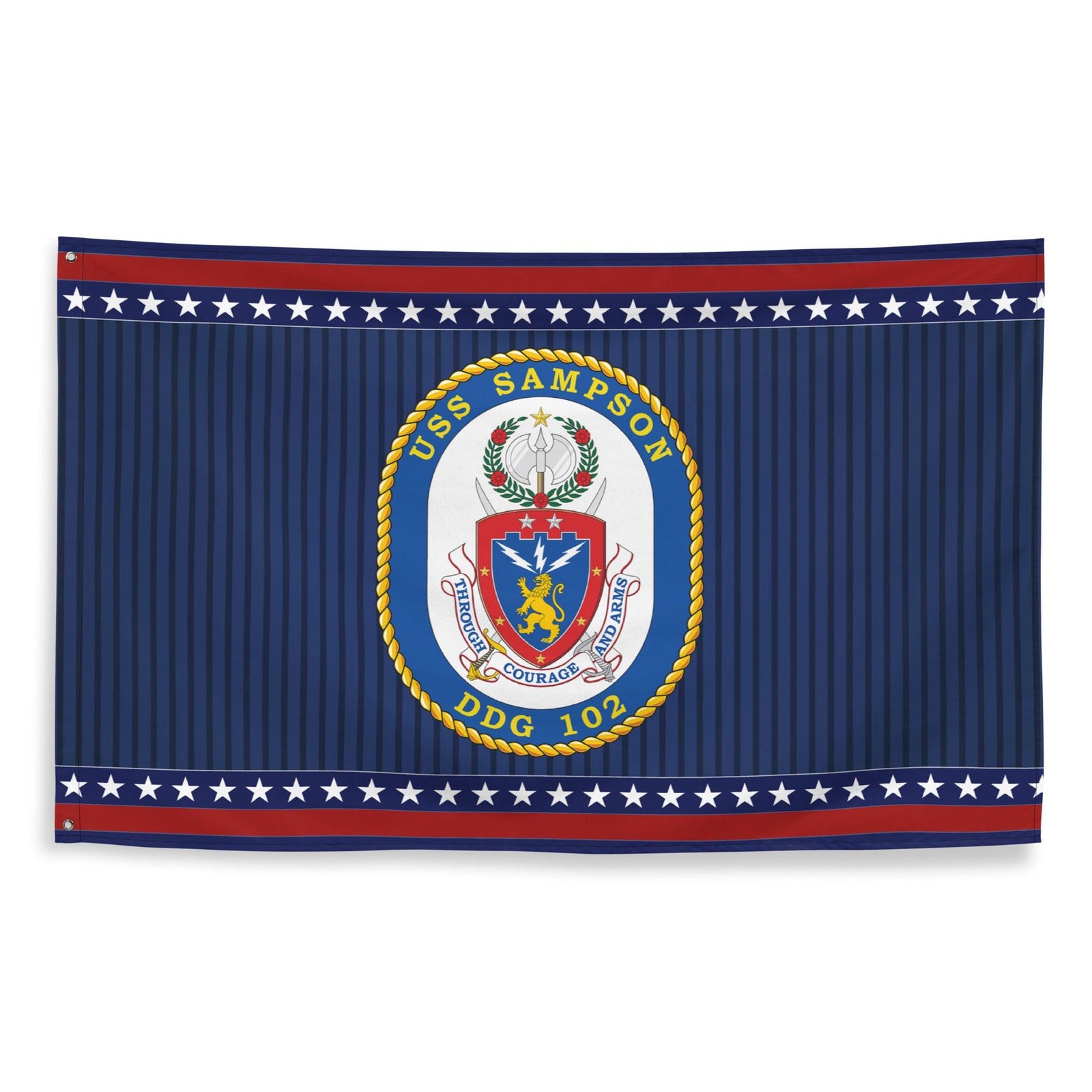 Patriotic USS Sampson (DDG-102) Ship's Crest Wall Flag Tactically Acquired   