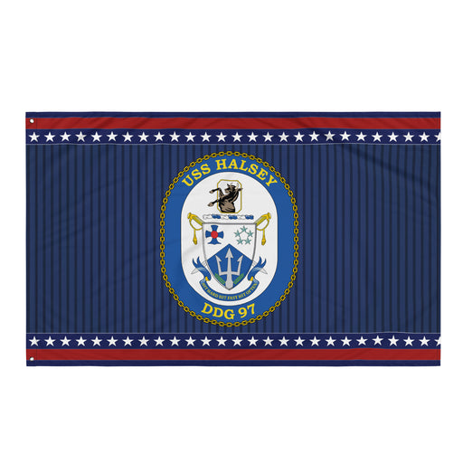 Patriotic USS Halsey (DDG-97) Ship's Crest Wall Flag Tactically Acquired Default Title  