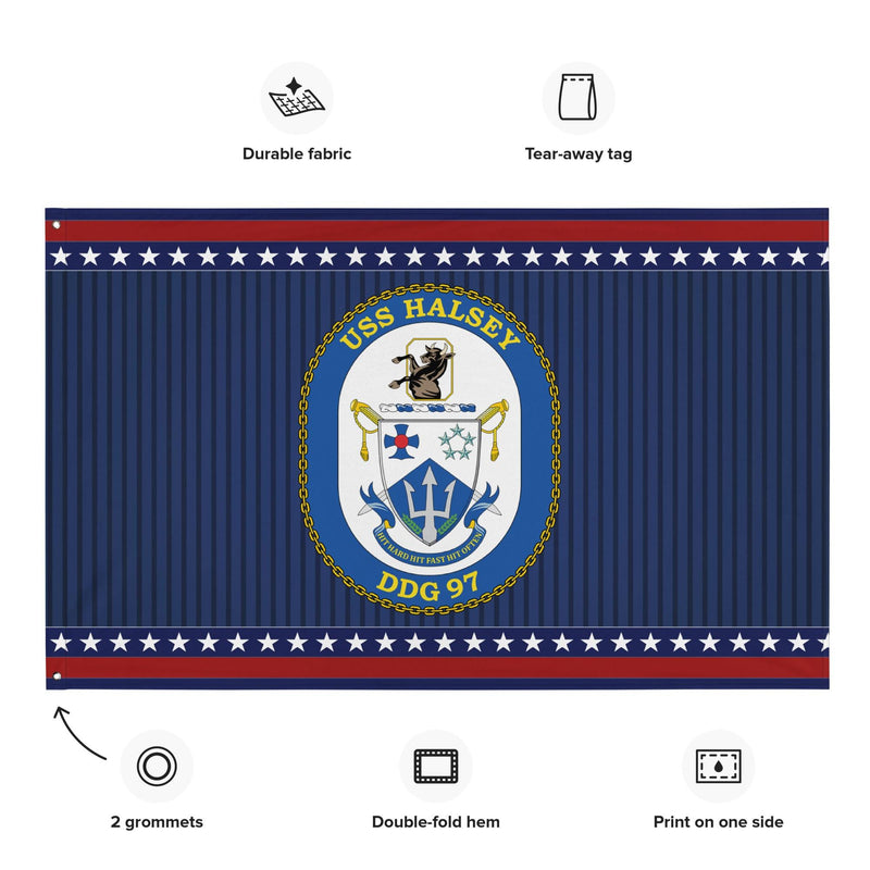 Patriotic USS Halsey (DDG-97) Ship's Crest Wall Flag