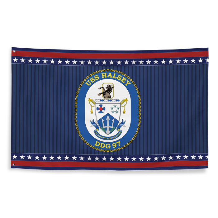 Patriotic USS Halsey (DDG-97) Ship's Crest Wall Flag Tactically Acquired   