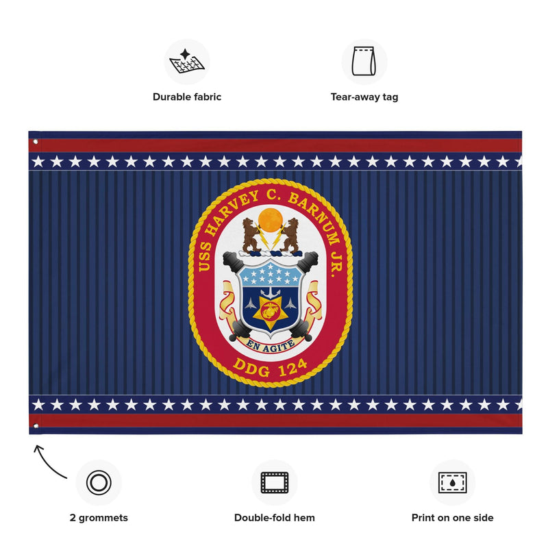 Patriotic USS Harvey C. Barnum (DDG-124) Ship's Crest Wall Flag