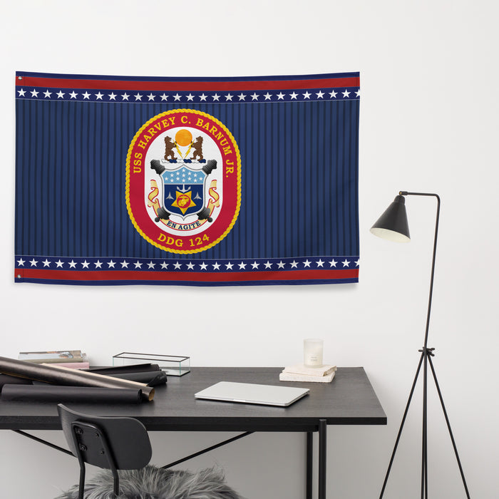 Patriotic USS Harvey C. Barnum (DDG-124) Ship's Crest Wall Flag Tactically Acquired   