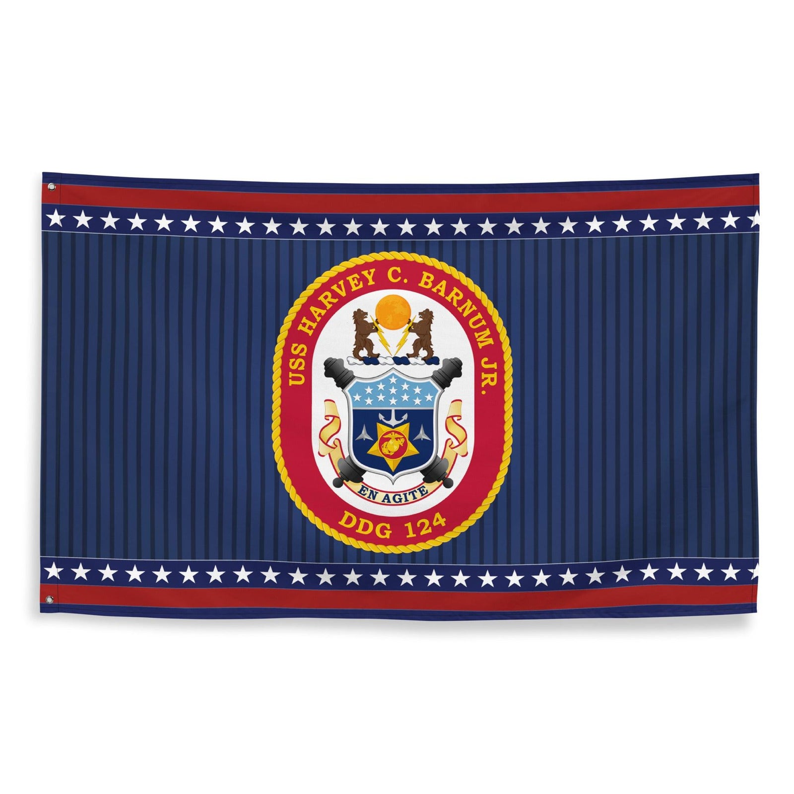 Patriotic USS Harvey C. Barnum (DDG-124) Ship's Crest Wall Flag Tactically Acquired   