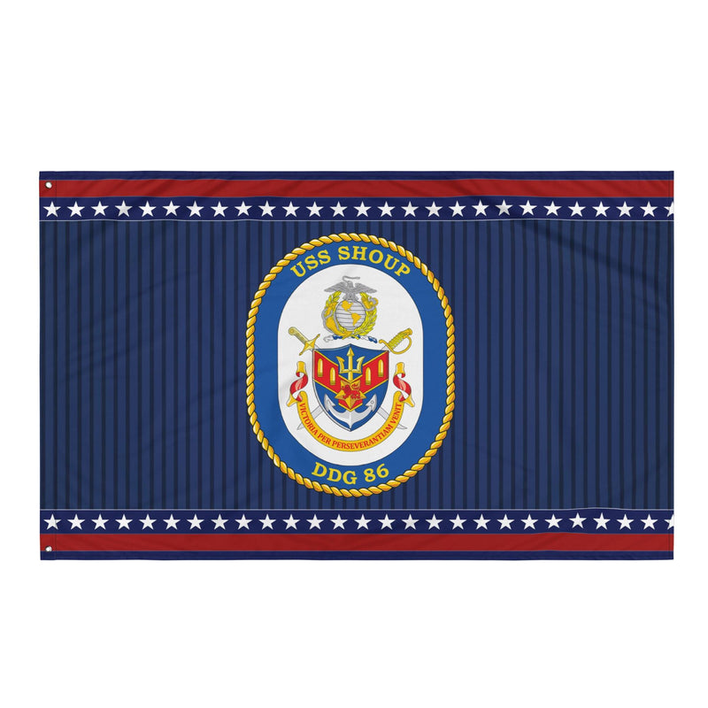 Patriotic USS Shoup (DDG-86) Ship's Crest Wall Flag
