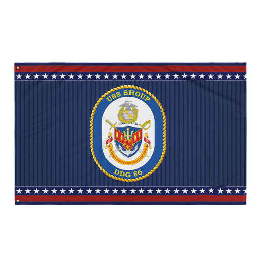 Patriotic USS Shoup (DDG-86) Ship's Crest Wall Flag Tactically Acquired Default Title  