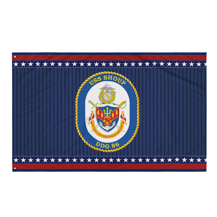 Patriotic USS Shoup (DDG-86) Ship's Crest Wall Flag Tactically Acquired Default Title  