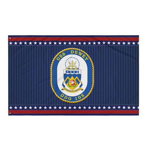 Patriotic USS Dewey (DDG-105) Ship's Crest Wall Flag Tactically Acquired Default Title  