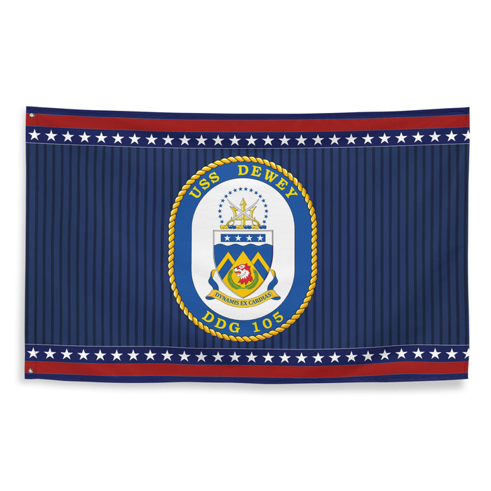 Patriotic USS Dewey (DDG-105) Ship's Crest Wall Flag Tactically Acquired   