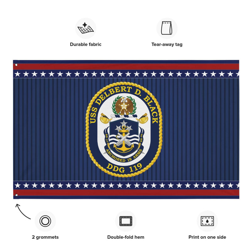 Patriotic USS Delbert D. Black (DDG-119) Ship's Crest Wall Flag