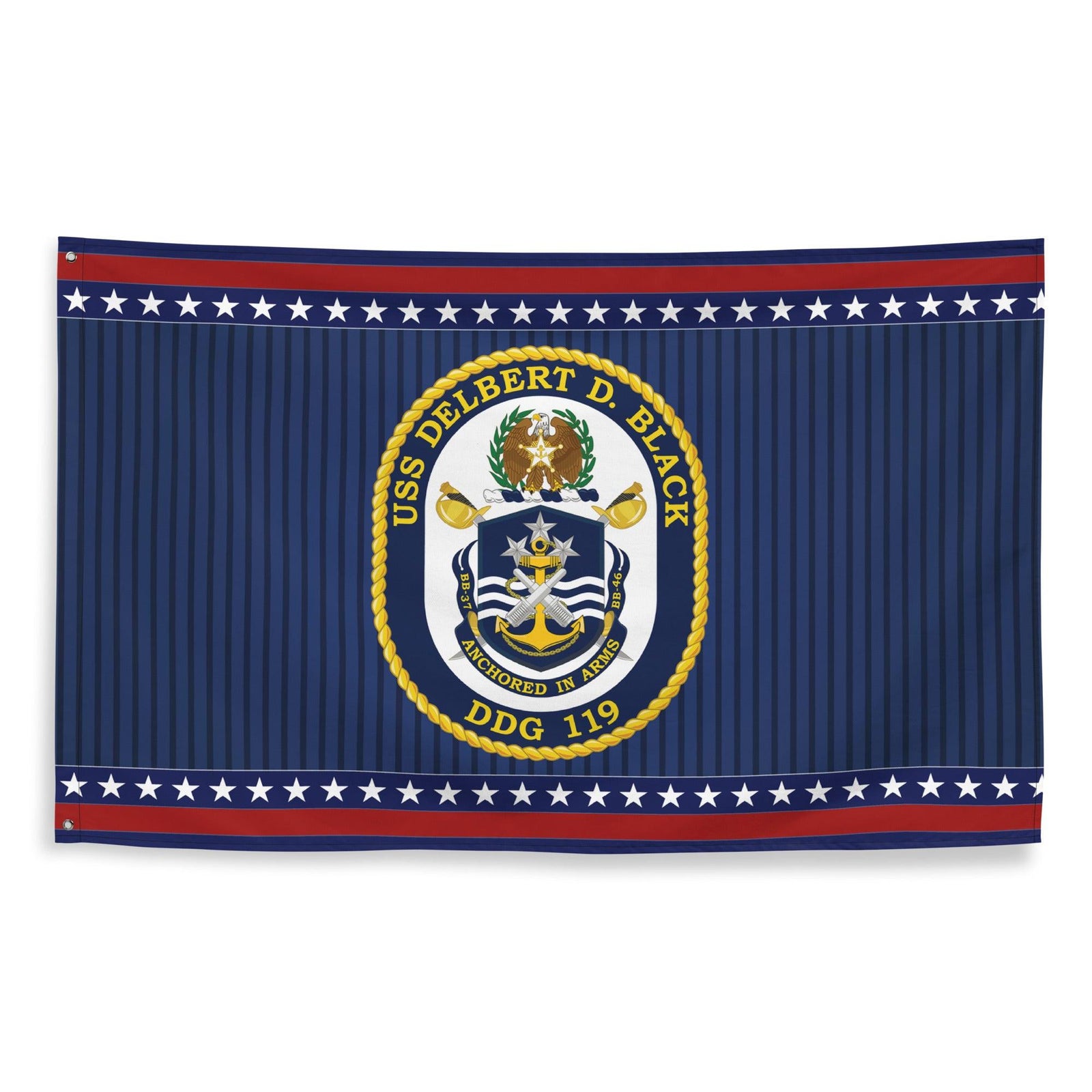 Patriotic USS Delbert D. Black (DDG-119) Ship's Crest Wall Flag Tactically Acquired   