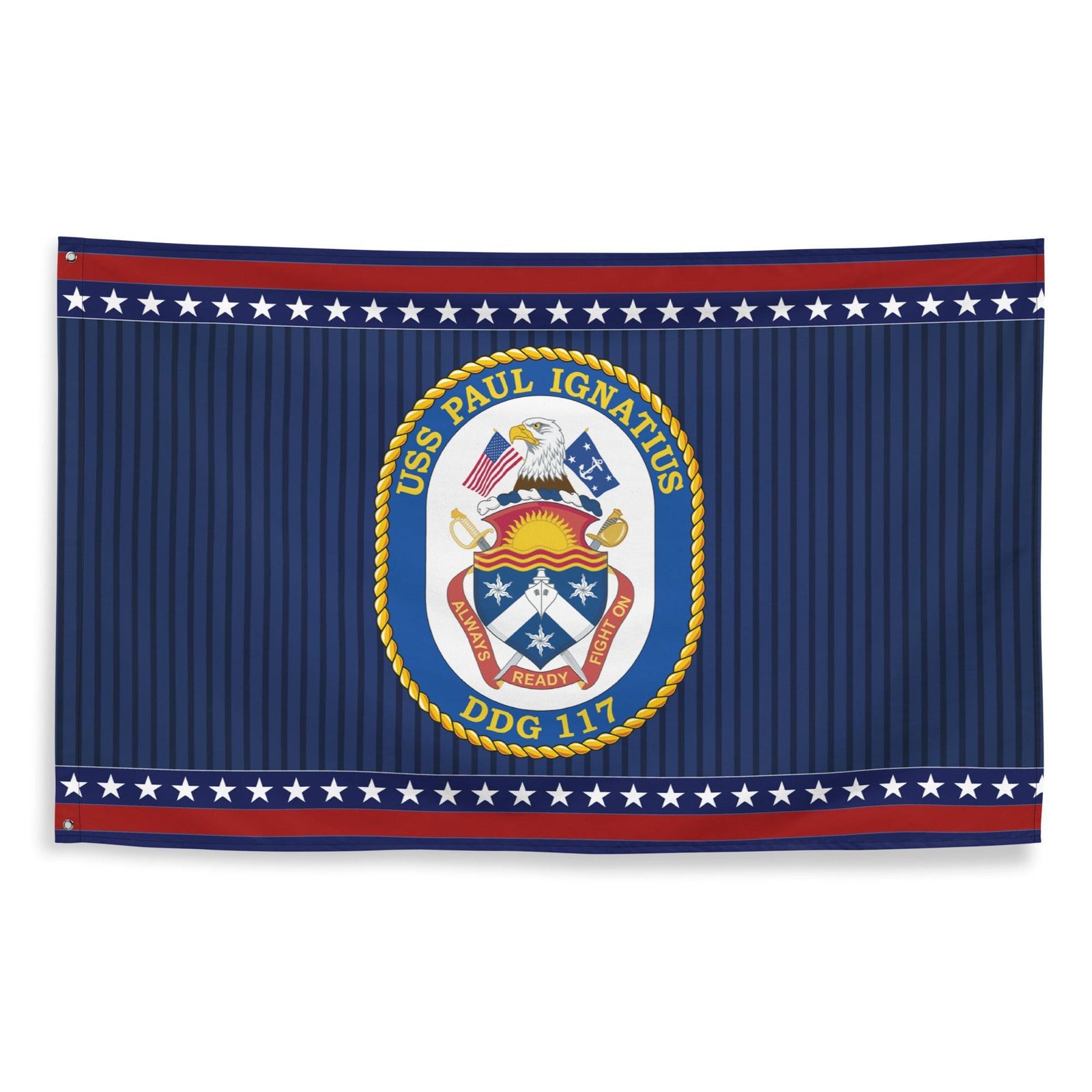 Patriotic USS Paul Ignatius (DDG-117) Ship's Crest Wall Flag Tactically Acquired   