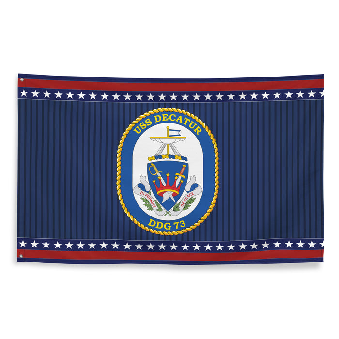 Patriotic USS Decatur (DDG-73) Ship's Crest Wall Flag Tactically Acquired   