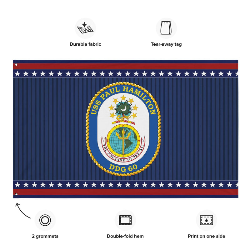 Patriotic USS Paul Hamilton (DDG-60) Ship's Crest Wall Flag