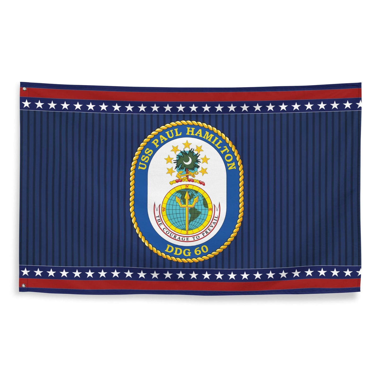Patriotic USS Paul Hamilton (DDG-60) Ship's Crest Wall Flag Tactically Acquired   