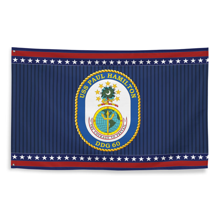 Patriotic USS Paul Hamilton (DDG-60) Ship's Crest Wall Flag Tactically Acquired   