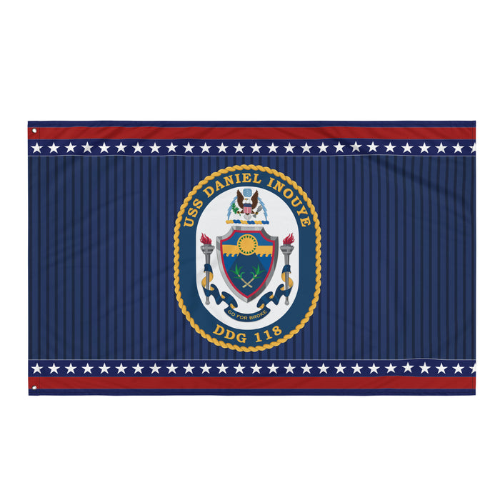 Patriotic USS Daniel Inouye (DDG-118) Ship's Crest Wall Flag Tactically Acquired Default Title  