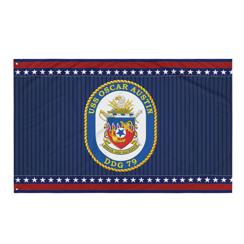 Patriotic USS Oscar Austin (DDG-79) Ship's Crest Wall Flag