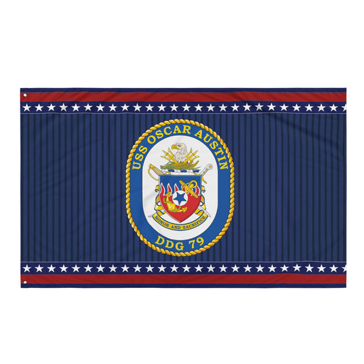 Patriotic USS Oscar Austin (DDG-79) Ship's Crest Wall Flag Tactically Acquired Default Title  