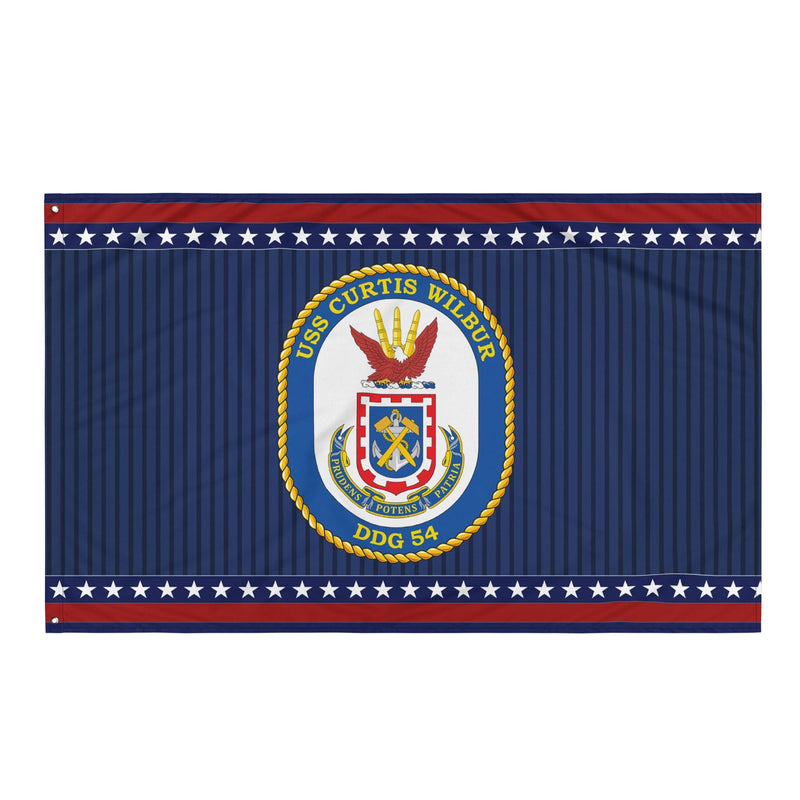 Patriotic USS Custis Wilbur (DDG-54) Ship's Crest Wall Flag