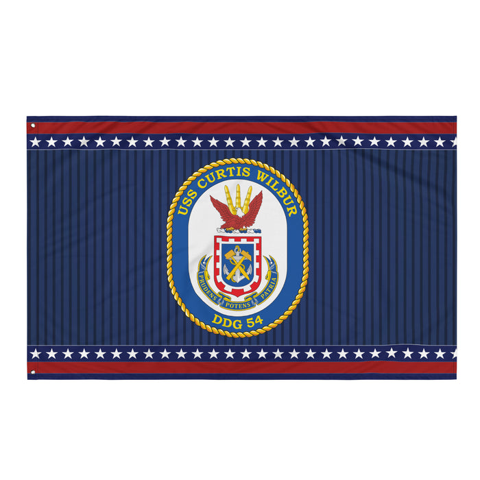 Patriotic USS Custis Wilbur (DDG-54) Ship's Crest Wall Flag Tactically Acquired Default Title  