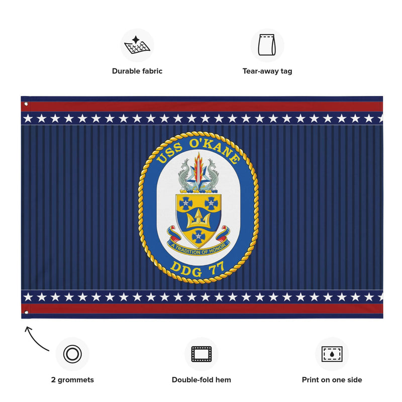 Patriotic USS O' Kane (DDG-77) Ship's Crest Wall Flag