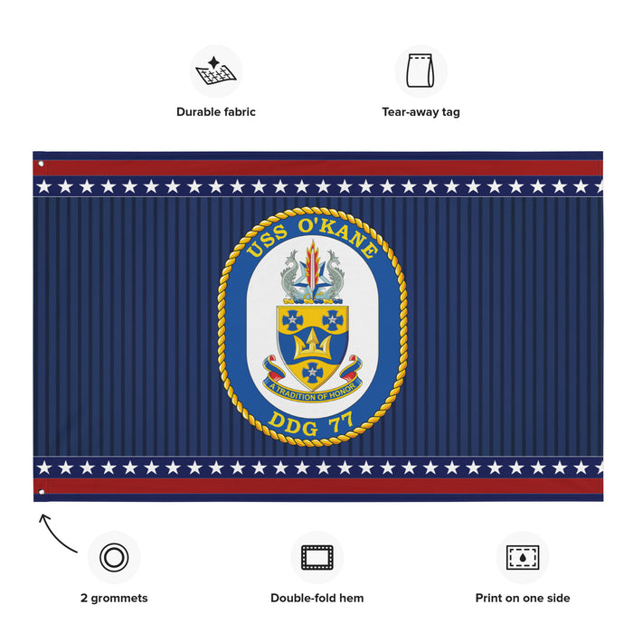 Patriotic USS O' Kane (DDG-77) Ship's Crest Wall Flag Tactically Acquired   