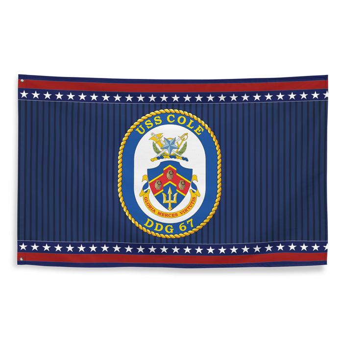 Patriotic USS Cole (DDG-67) Ship's Crest Wall Flag Tactically Acquired   