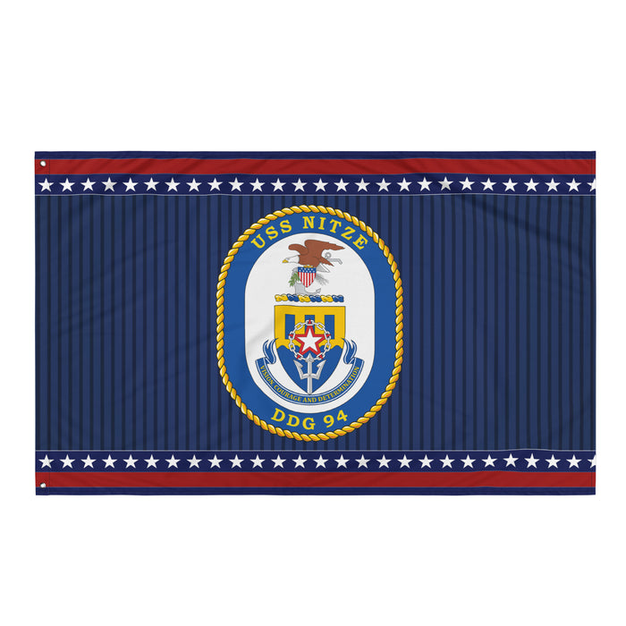 Patriotic USS Nitze (DDG-94) Ship's Crest Wall Flag Tactically Acquired Default Title  