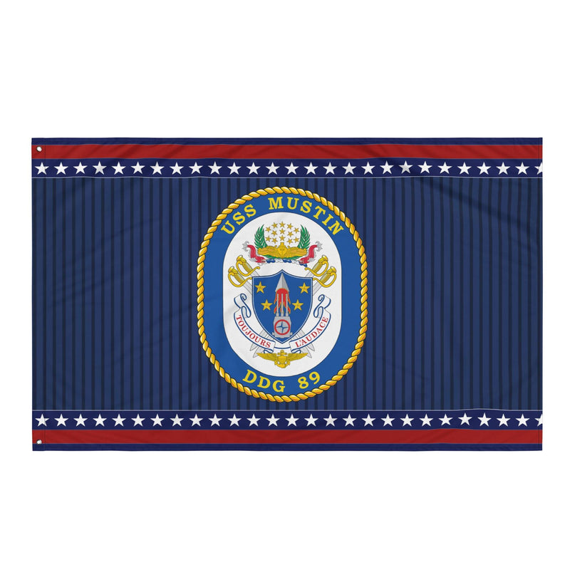 Patriotic USS Mustin (DDG-89) Ship's Crest Wall Flag