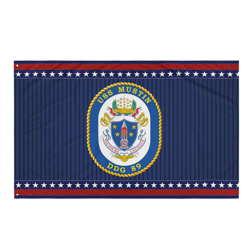 Patriotic USS Mustin (DDG-89) Ship's Crest Wall Flag Tactically Acquired Default Title  