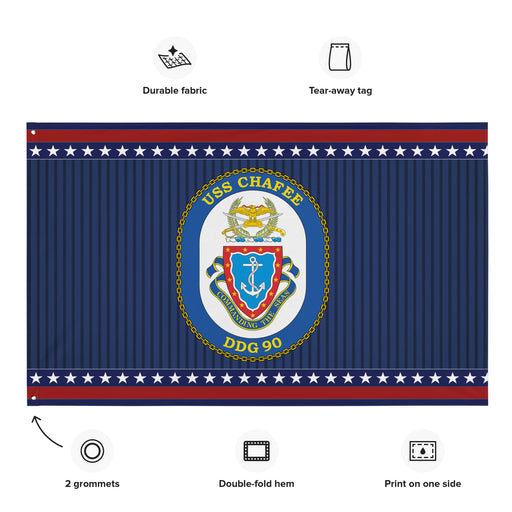 Patriotic USS Chafee (DDG-90) Ship's Crest Wall Flag Tactically Acquired   