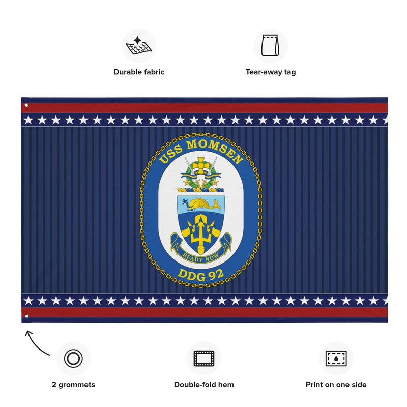 Patriotic USS Momsen (DDG-92) Ship's Crest Wall Flag
