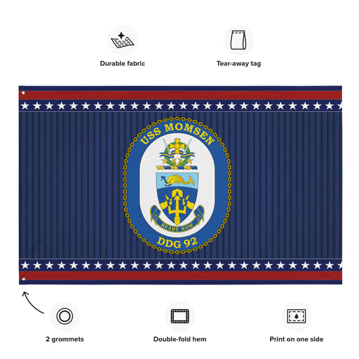 Patriotic USS Momsen (DDG-92) Ship's Crest Wall Flag Tactically Acquired   