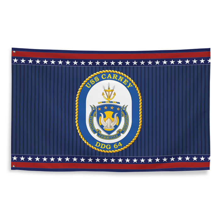 Patriotic USS Carney (DDG-64) Ship's Crest Wall Flag Tactically Acquired   