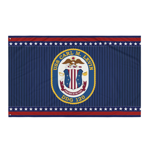 Patriotic USS Carl M. Levin (DDG-120) Ship's Crest Wall Flag Tactically Acquired Default Title  