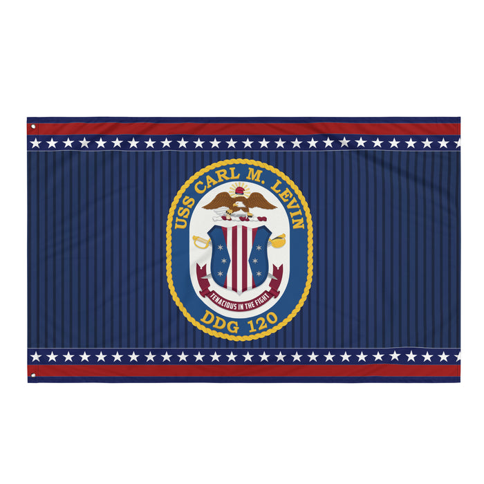 Patriotic USS Carl M. Levin (DDG-120) Ship's Crest Wall Flag Tactically Acquired Default Title  