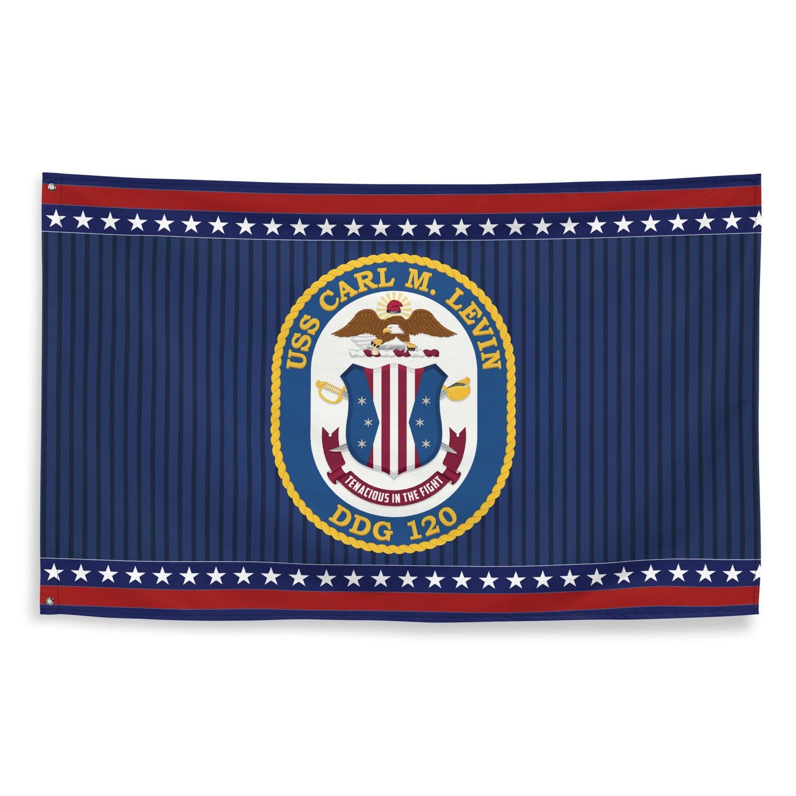 Patriotic USS Carl M. Levin (DDG-120) Ship's Crest Wall Flag Tactically Acquired   