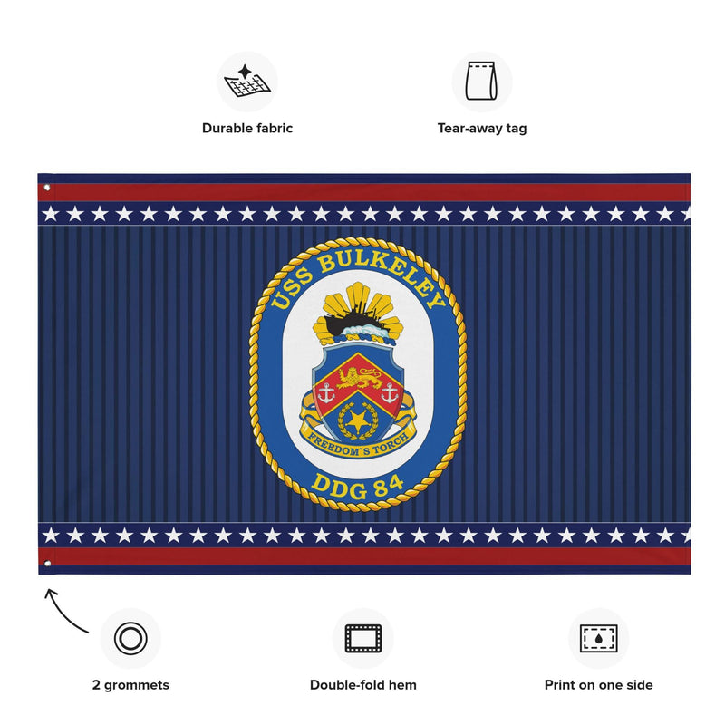 Patriotic USS Bulkeley (DDG-84) Ship's Crest Wall Flag