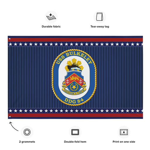 Patriotic USS Bulkeley (DDG-84) Ship's Crest Wall Flag Tactically Acquired   