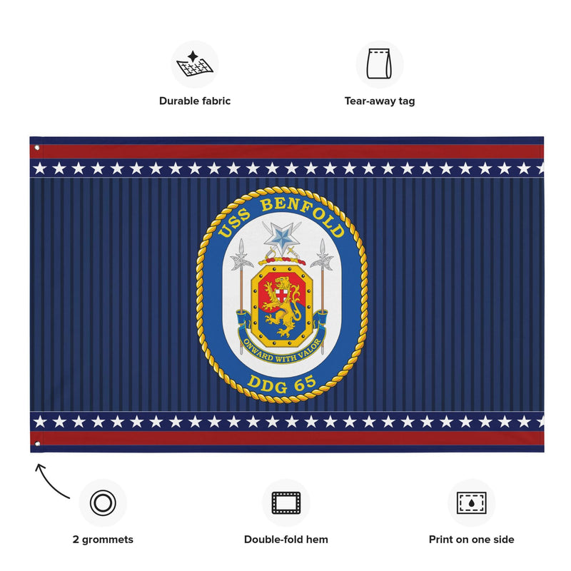 Patriotic USS Benfold (DDG-65) Ship's Crest Wall Flag