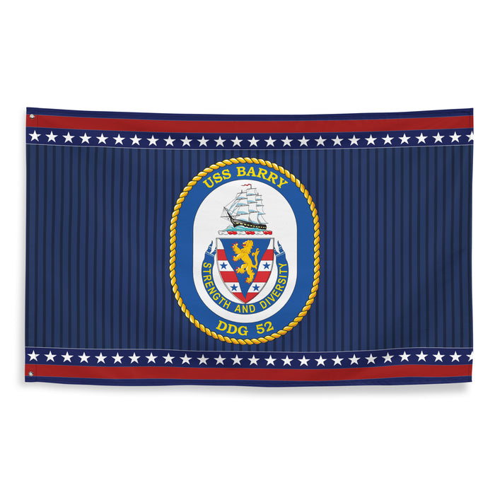 Patriotic USS Barry (DDG-52) Ship's Crest Wall Flag Tactically Acquired   