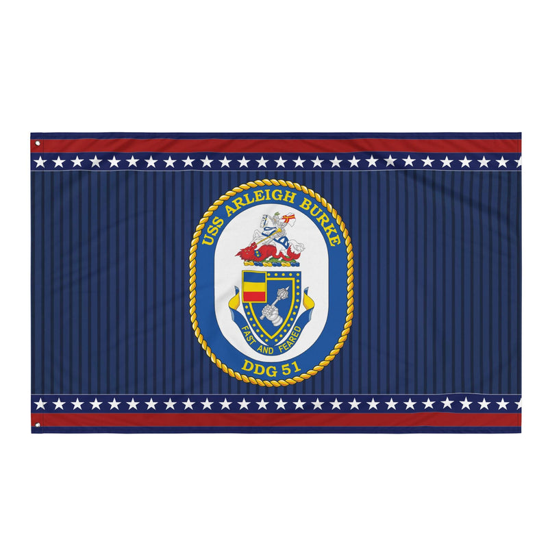 Patriotic USS Arleigh Burke (DDG-51) Ship's Crest Wall FlagFlag