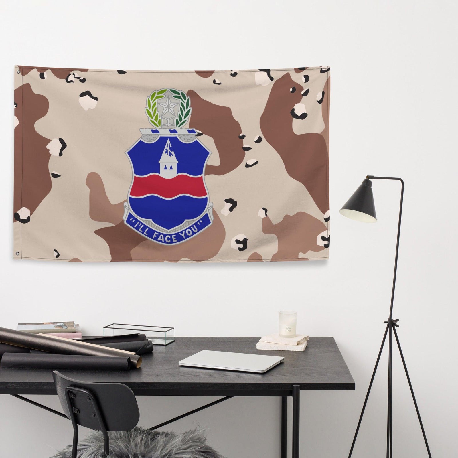 U.S. Army 142nd Infantry Regiment Chocolate-Chip Camo Flag Tactically Acquired   