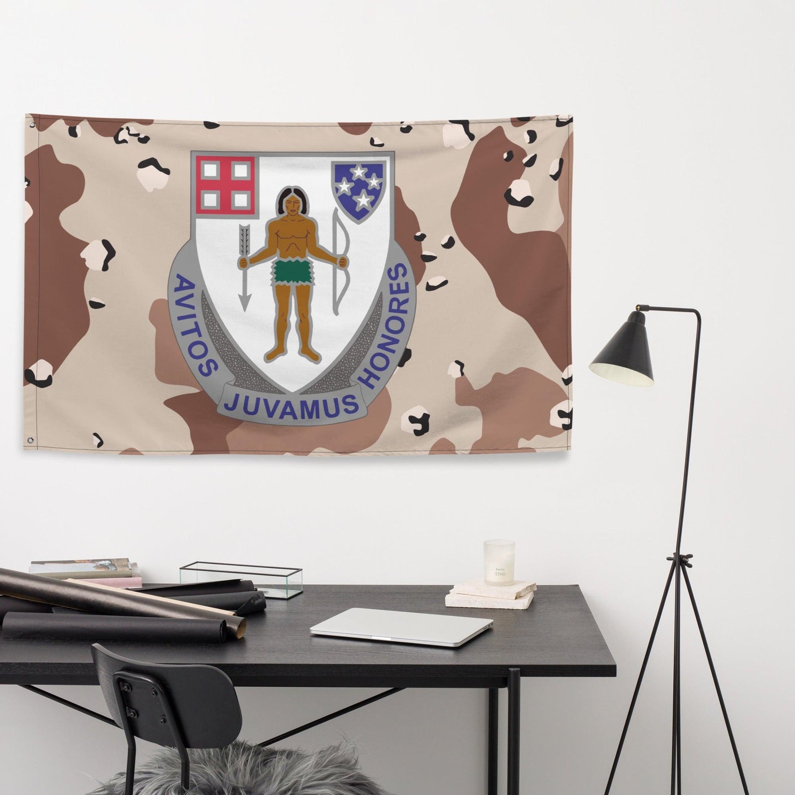 U.S. Army 182nd Infantry Regiment Chocolate-Chip Camo Flag Tactically Acquired   